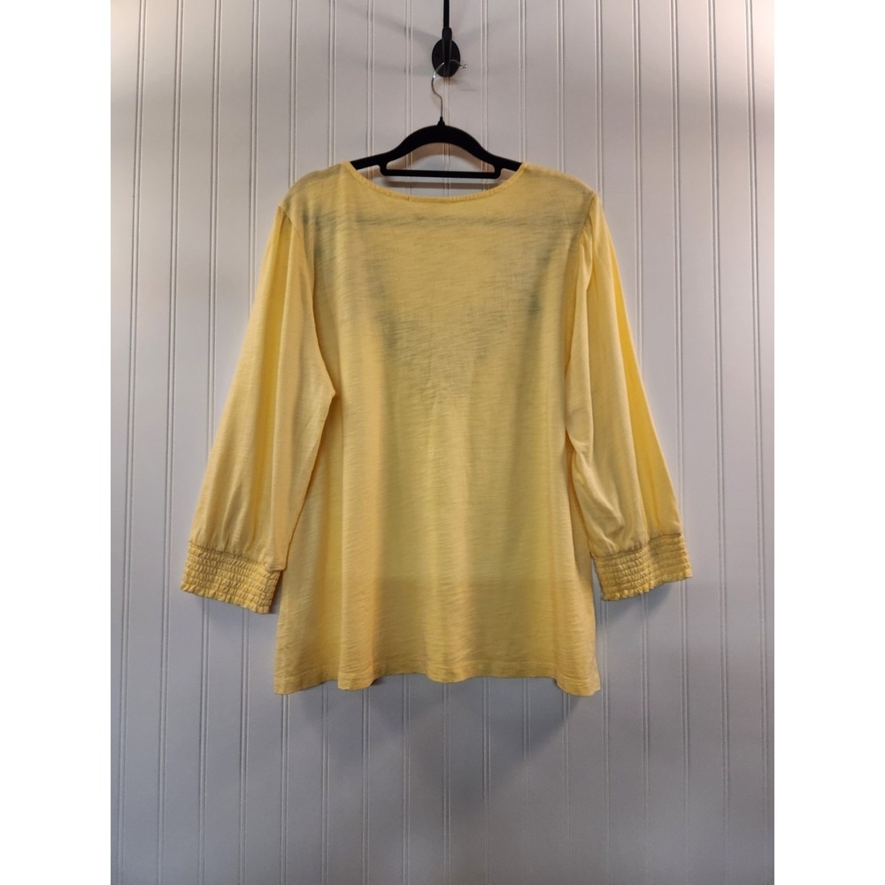Quacker Factory Women's Yellow Blue Floral Embroidered Rhinestones Top Size L - Picture 2 of 13